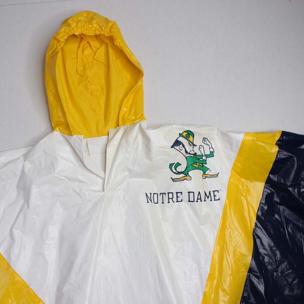 VTG Rare University Of Notre Dame Offical Logo Vinyl Rain Big Poncho Colorblock